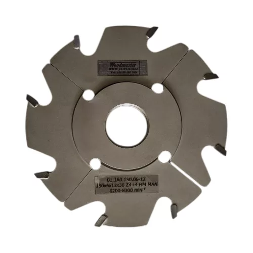 Freză pentru uluc reglabilă, cu alezaj 150x6-12x30mm, Z8, CMS, cu plăcuțe brazate